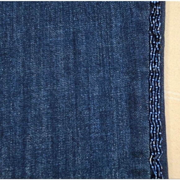 Talbots Flawless Stretch High Rise Straight Leg Side Beaded Dark Demin Jeans - Picture 7 of 13